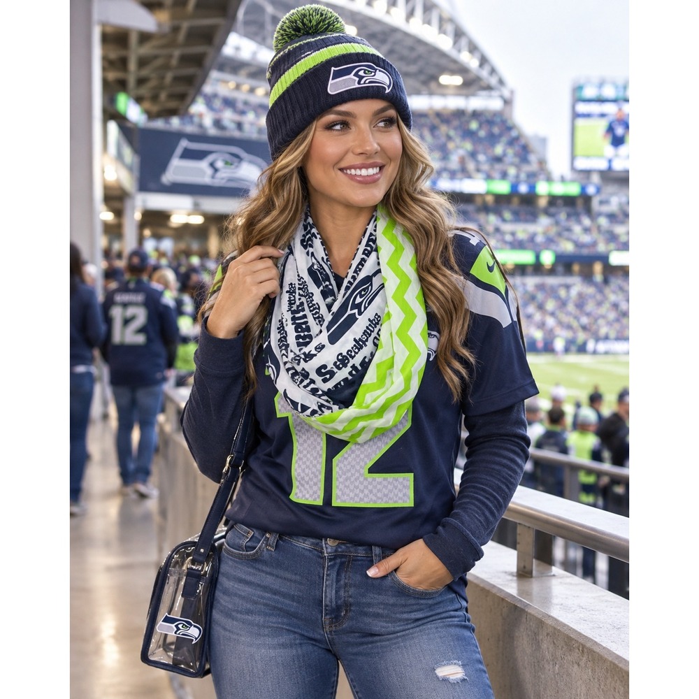 Seattle Seahawks Infinity Scarf Green Navy White Pink Pear Boutique